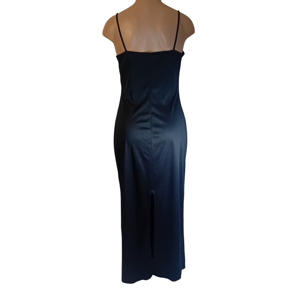 Vintage 90s ALGO Satin Slip Maxi Dress Back Slit Formal Evening Glam Cocktail 14